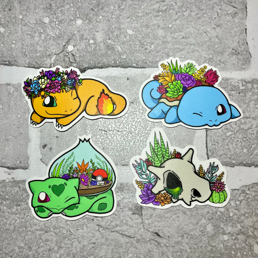 Pack of 4 stickers (Bulbasaur, Squirtle, Charmander, and Cubone)