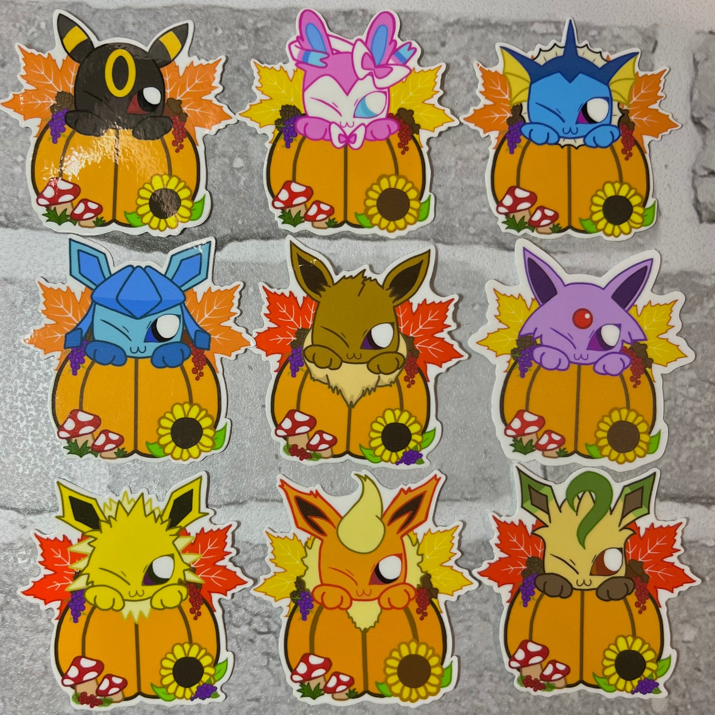 All 9 Eeveelution Autumn Stickers for $25