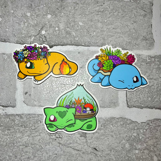 Pack of 3 Starter Stickers (Bulbasaur, Squirtle, Charmander)