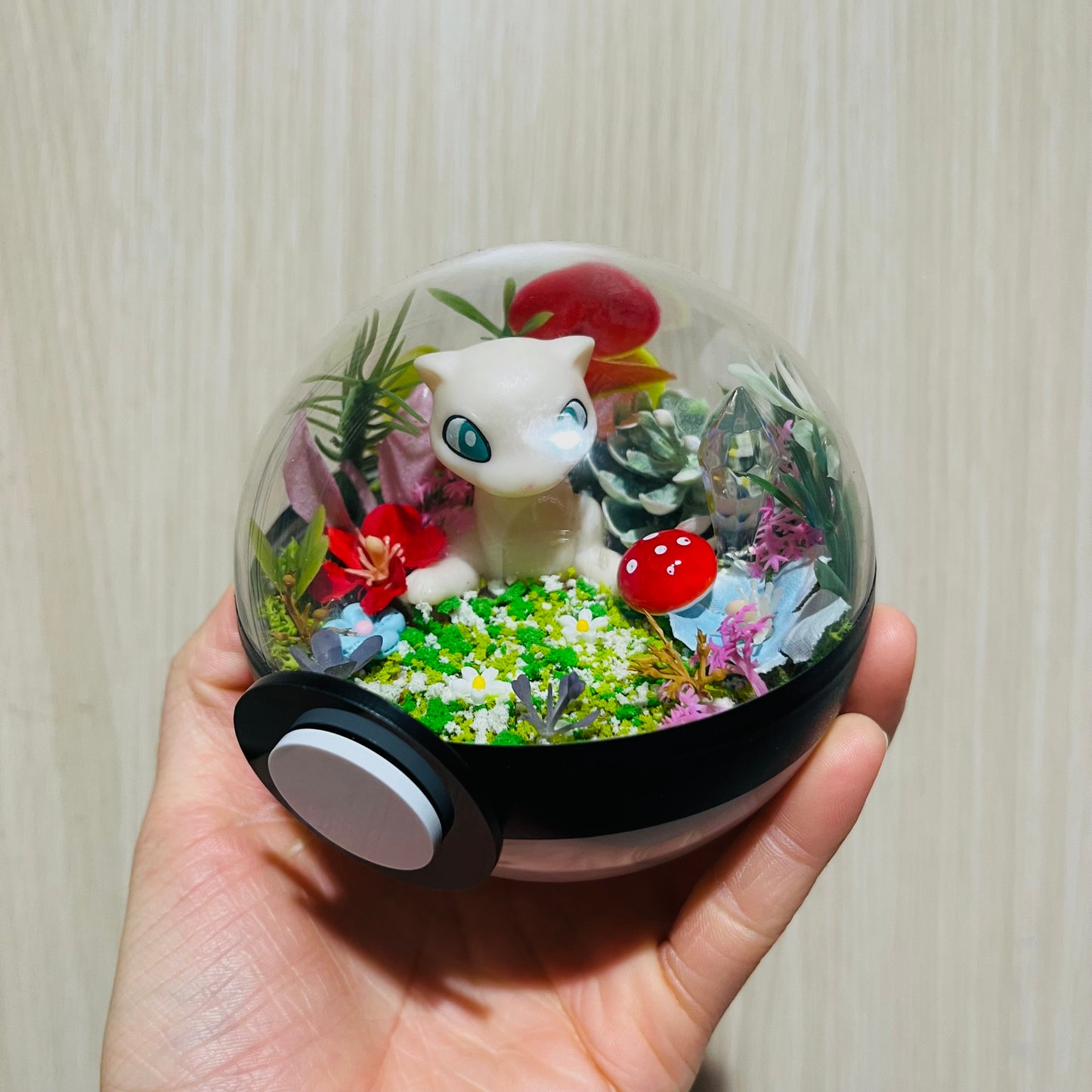 Chonky Mew Spring Pokeball Terrarium *discount for flaw*