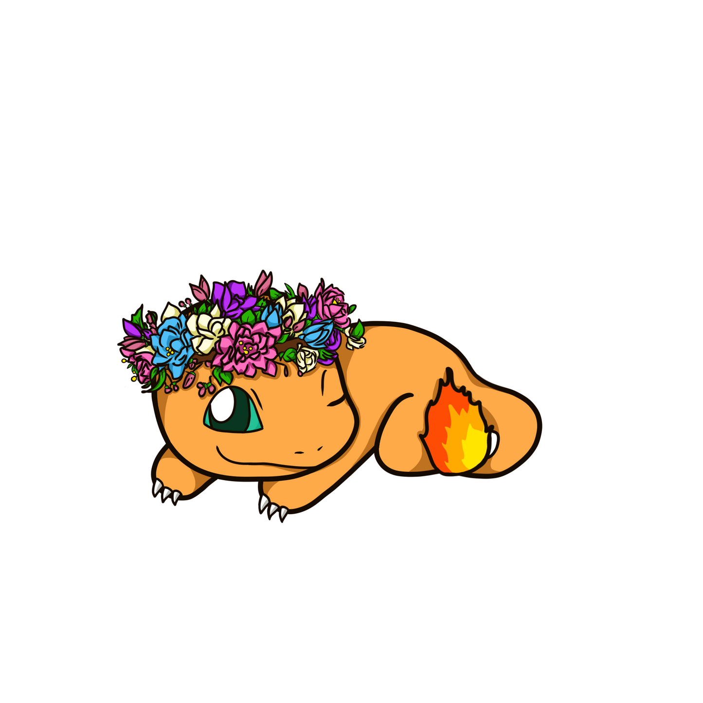 Charmander Floral Sticker