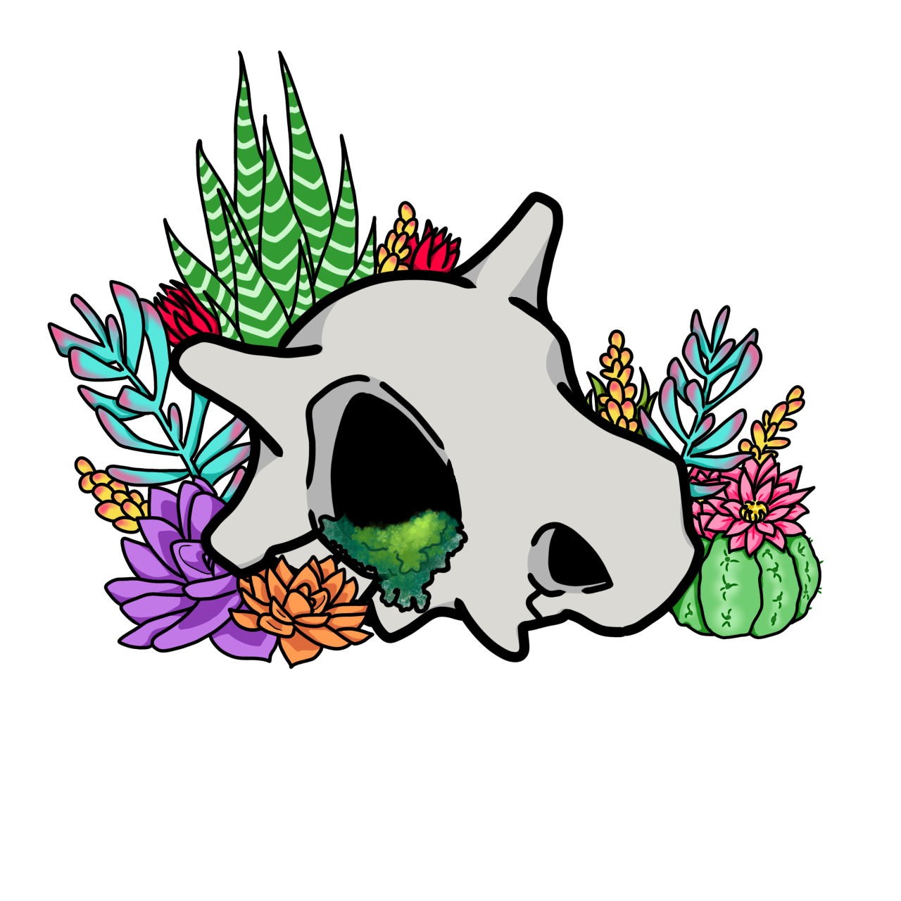 Cubone Skull Succulent Sticker